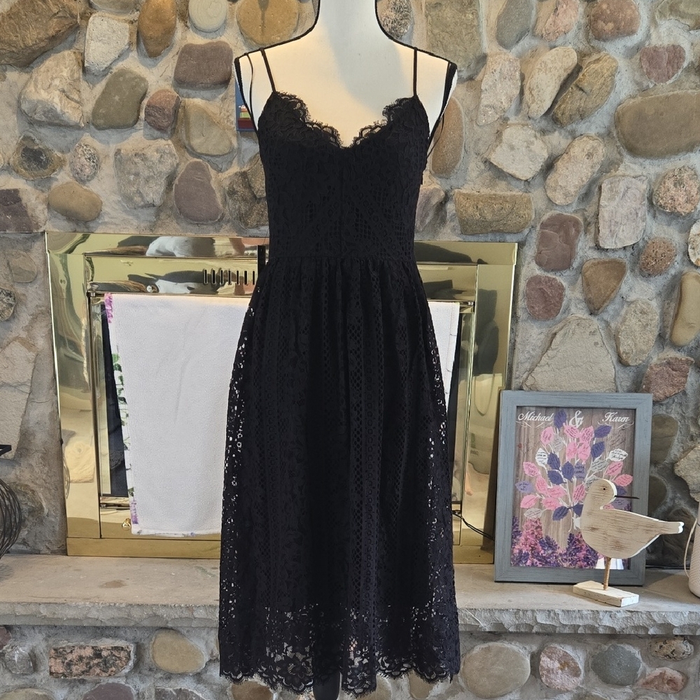 Express Black Lace Midi Dress